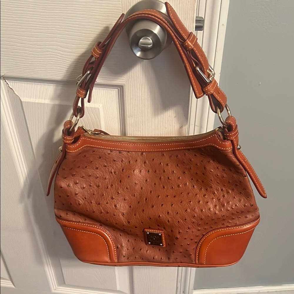 Dooney & Brouke Ostrich Elegant Brown Leather Handbag